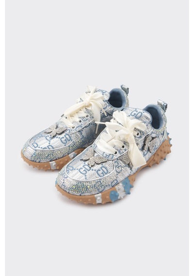 Derinet Taş İşlemeli Comfort Taban Kadın Sneaker Mavi Mavi