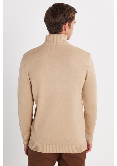 Tudors Erkek Slim Fit Dar Kesim Armürlü Fermuarlı Taş Dik Yaka Kazak-34919 Taş - Ekru Tudors Erkek Slim Fit Dar Kesim Armürlü Fermuarlı Taş Dik Yaka Kazak-34919 Taş - Ekru