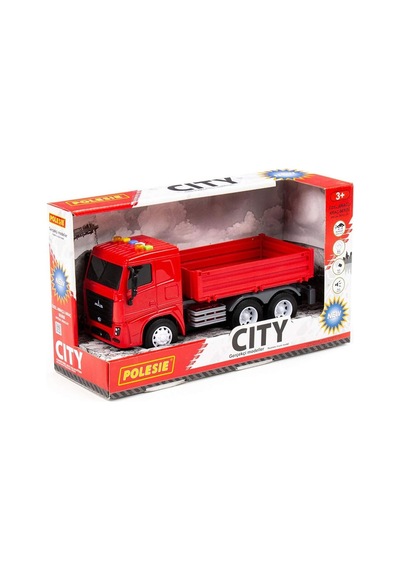"city-2" Sürtmeli Kamyonet Işıklı Ve Sesli Kırmızı Kabin Kutuda