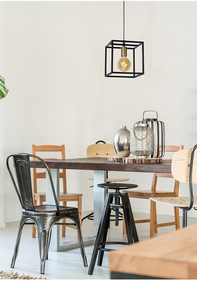 Riolight Retro Rustik 25Cmx25Cm Küp Metal Sarkit Avize