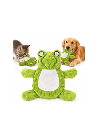 Sogud Kedi Köpek Oyuncağı Sesli Hışırtılı Peluş Kurbağa, Basınca Ve Isırınca Ses Çıkaran Kafa, Hışırtılı Gövde, Yumuşak Etkileşimli Evcil Hayvan Oyuncağı, 24 X 17 Cm, Yeşil