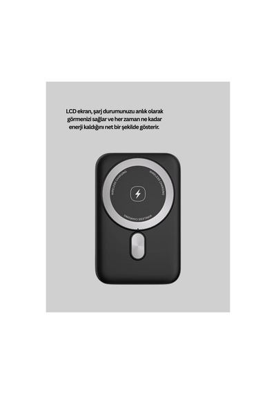 Manyetik Kablosuz Powerbank 22.5w Hızlı Şarjlı Lcd Göstergeli Sarı