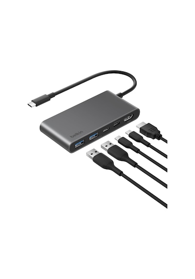 Belkin Usb-c Hub, 5 Portlu, 60 Hz De 4k Hdmi Ekran Desteği, 100w