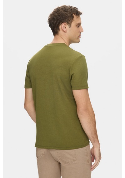 Ucla Angelo Haki Bisiklet Yaka Baskılı Yumuşak Dokulu Modal Kumaş Standard Fit Erkek Tshirt