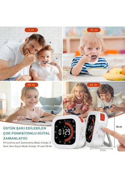 Npt32b Analog Görünümlü Dijital Kronometre Pomodoro Motivasyon Saati