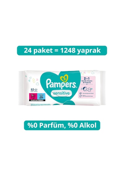 Prima Sensitive Islak Havlu Mendil 52x24 1248 Yaprak Tekli