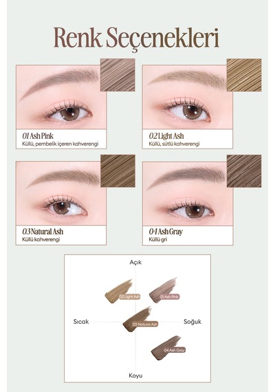 Ultra İnce Fırçalı, Yoğun Pigmentli Kaş Maskarası Clıo Kill Brow Slim Ash Browcara 01 Ash Pink 98670582