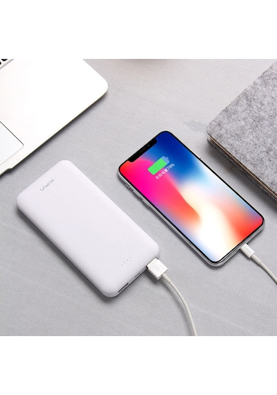 Xipin PX102 Hızlı Şarj Özellikli LED Göstergeli Dual USB Taşınabilir Akıllı Powerbank 10000mAh Beyaz