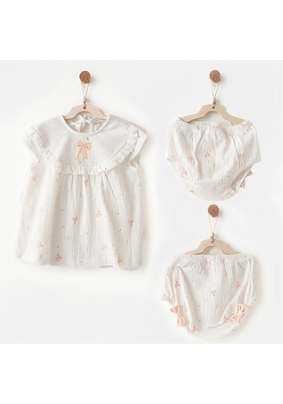 Ac26541 Little Swan Love Elbise Takım Ekru Ecru
