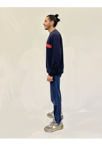Erkek Bisiklet Yaka Rahat Kalıp 3 İplik Kalın Garnili Sweatshirt Spr24sw35 NAVY