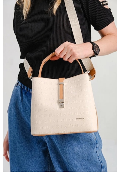 Just Polo Kadın Günlük Kullanıma Uygun Şık El Ve Omuz Çantası Shoulder Bag Krem - Taba