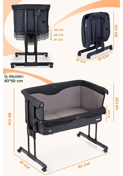 Prego Regnum Anne Yanı Beşik Siyah 4095