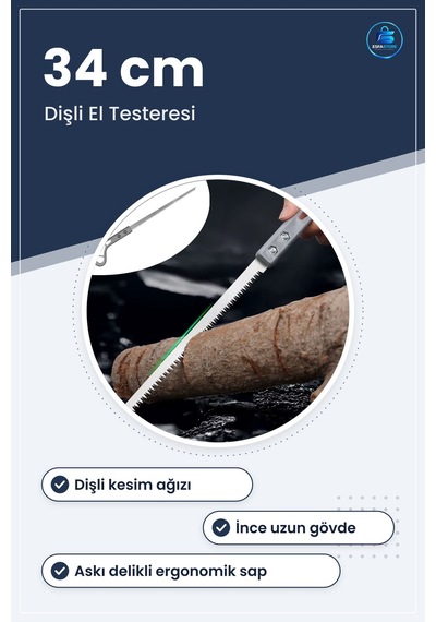 İnce Uçlu El Testeresi Dişli Kesim Ağzı Askı Delikli Sap Kompakt