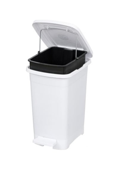 Omnipazar Elf-i342 Slim Pedallı Plastik Çöp Kovası İç Kovalı 25 Lt Beyaz