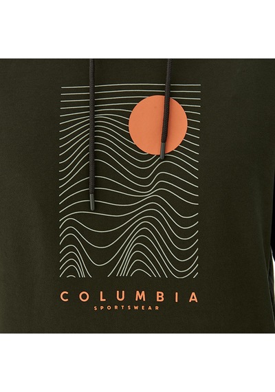 Columbia Csc Linear Drifts Erkek Kapüşonlu Sweatshirt-7524 Koyu Yeşil