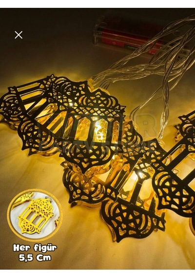 10 Ledli 2 Metre 5.5 Cm Figürlü Ramazan Süsü Led Altın