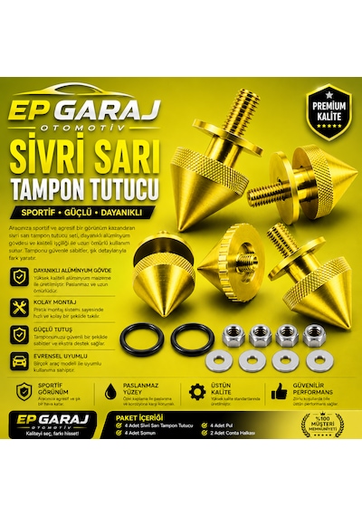 Universal Bütün Araçlara Uyumlu Sivri Sarı Tampon Tutucu Sportif Ve Güçlü Görünüm