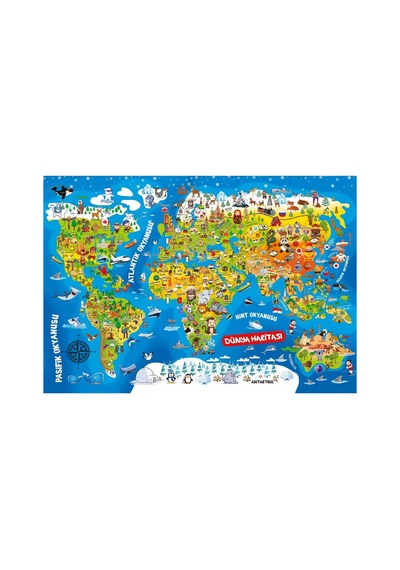 260 Parça Dünya Haritası Puzzle Eğitici Yapboz