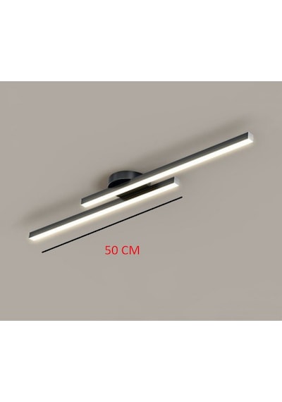 Modern Tavan Aydınlatması Çubuk Led Siyah Günışığı Lineer Avize Armatür 50 Cm Çubuk Uzunluğu Siyah