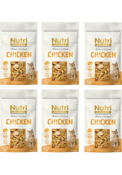 Nutri Feline Chicken & Cheese Tavuklu Ve Peynirli Tahılsız Kedi Ödülü 50 Gr. X 6 Adet