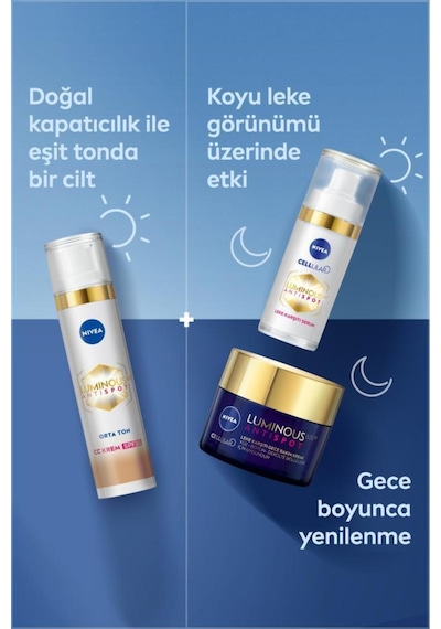 Luminous630 Koyu Leke Karşıtı Cc Yüz Kremi 40ml, Spf30 Güneş Koruyucu, Hyaluronik Asit, Orta Ton Krem