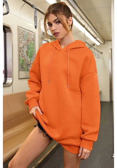 Free Grafiti Sırt Baskılı Sweatshirt Turuncu