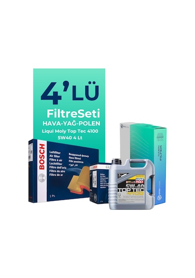 Bosch Fiat Panda 0.9 Benzinli Filtre Bakım Seti Liqui Moly Motor Yağlı (2012-2021) 4 Lü -