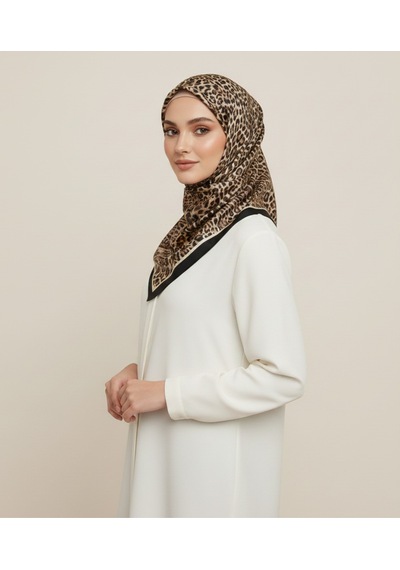 Leo Desen 90x90cm Organic Twill Eşarp/fular Siyah