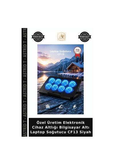 Özel Üretim Elektronik Cihaz Altlığı Bilgisayar Altı Laptop Soğutucu Cf13 Siyah