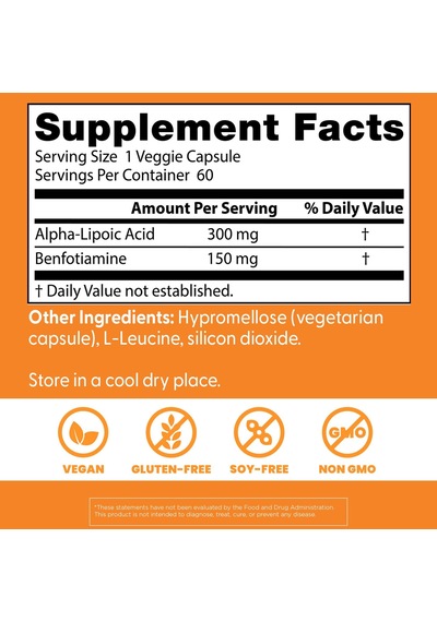 Doctor's Best Benfotiamine 150 Plus 300 Alfolipolic Acid With Benfopure 60 Veggie Kapsül Usa Menşeii Dmmedicineden Orijinal