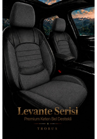 Audi Q5 2010-2017 Uyumlu Levante Serisi 2+1 Ticari Bel Destekli Keten Füme Siyah Koltuk Kılıfı