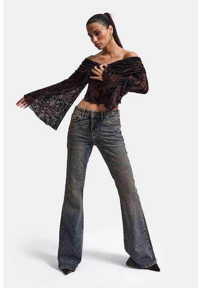 Kadın Tint 4w6-9 Flare Fit Komfort Kumaş Tasarım Denim Jean Kırmızı