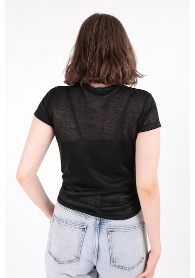 Busem S0016230 Kadın Flamlı İnce T-shirt Siyah