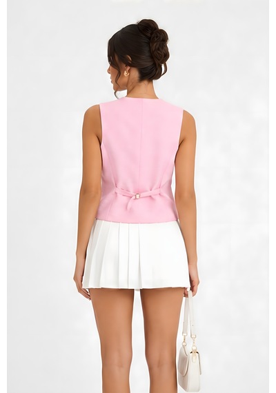 Lili Woman Kadın Düğmeli Klasik Blazer Yelek E.3510 Pembe