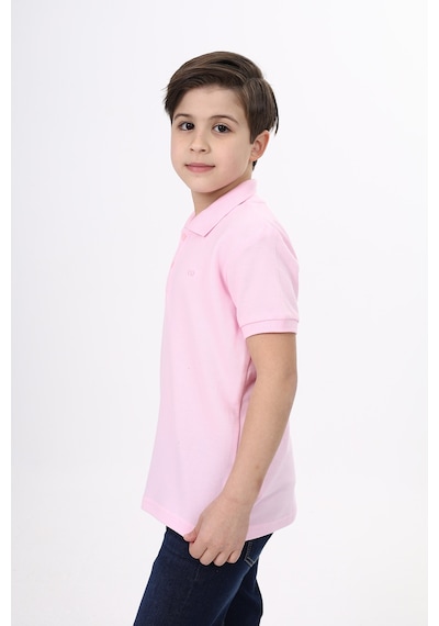Toontoy Kids Toontoy Unisex Polo Yaka Düğmeli Uzun Kısa Tişört Açık Pembe
