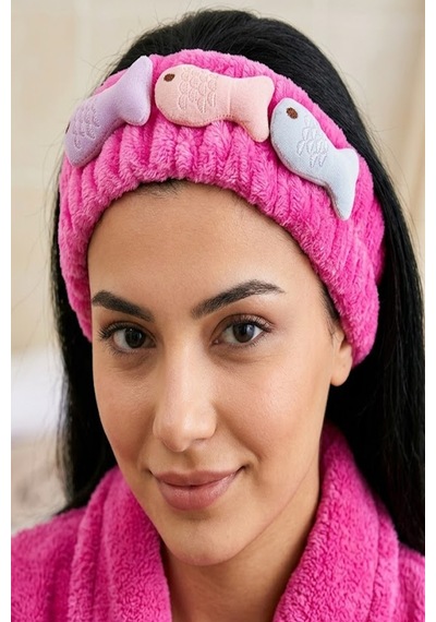 Caş Dekorasyon Fuşya Renk Balık Figür Peluş Saç Bandı Pembe
