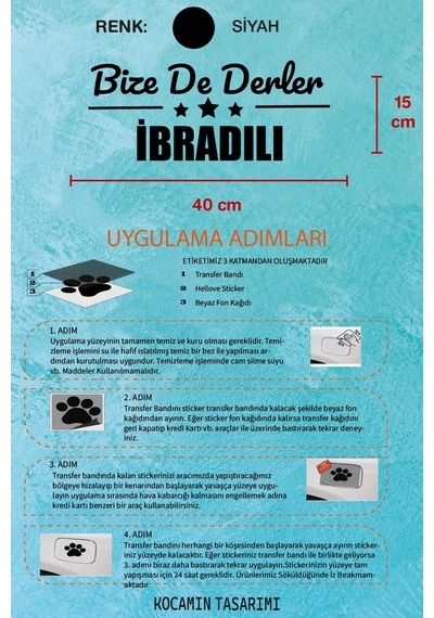 Antalya İbradı Özel Araç Çıkartma Antalya Bize De Derler İbradılı40x15 Cm Araç Stickerı 40 CM - Siyah