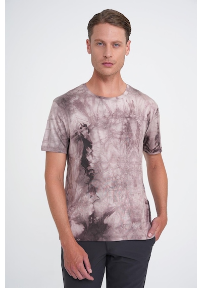Efor Comfort Fit Bisiklet Yaka Batik Desen Kısa Kol Bej Tişört Ts 914 Bej
