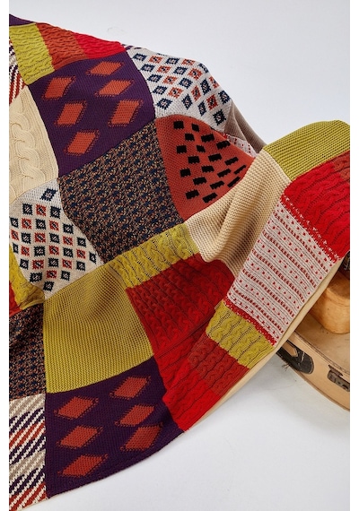 Peraluna Çift Kişilik Patch Özel Tasarım Battaniye 170X250 Cm-170X250 Cm Karışık