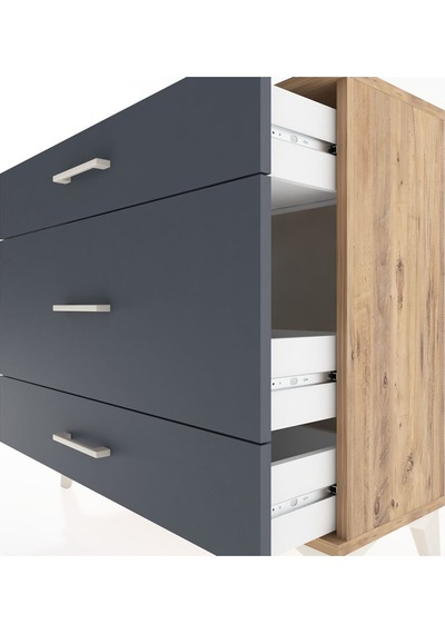 Arges Şifonyer 3 Çekmeceli 88x30x80 Çam-antrasit Atlas Çam