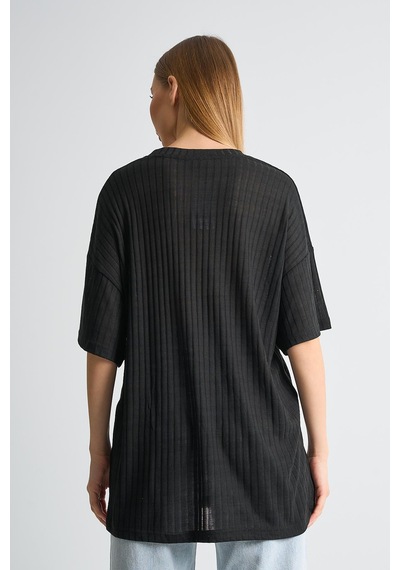 Alexandergardı Fitilli Oversize T-shirt Siyah