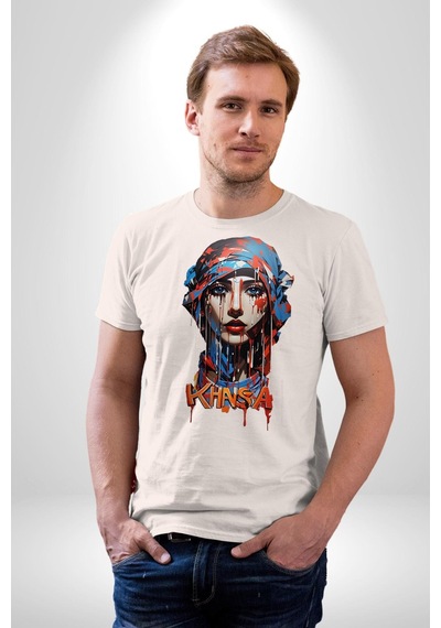 Khansa Eşarp Kadın Tasarımı Unisex Unisex Beyaz Organik Baskılı T-shirt Penye Yüksek Kalite Beyaz