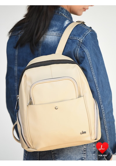 Jara Bag Freya Kadın Sırt Çantası Şık, Yumuşak Dokulu Ve 5 Bölmeli Vizon