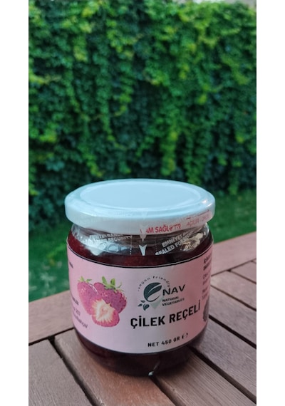 Nav Çilek Reçeli Ev Yapımı Katkısız Cam Kavanoz 450 G