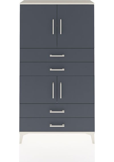 Arges Dolap 3 Raflı 4 Çekmeceli 4 Kapaklı 88x30x163 Aytaşı-antrasit Aytası