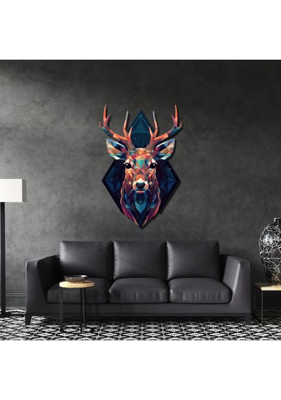 Renkli Geyik - Metal Tablo 60 X 90 Cm Çok Renkli