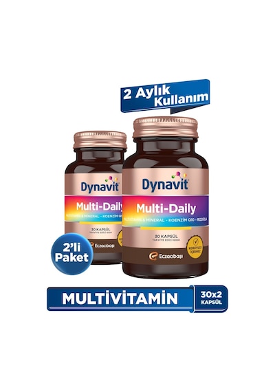 Dynavit Multi-daily 30 Kapsül X2 - Multivitamin&enerji - 13 Vitamin, 7 Mineral, Koenzim Q10, Rhodiola Ekstresi Multi-daily Complex