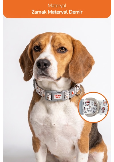 Köpekler İçin Dayanıklı Ve Güvenli, Desenli Boyun Tasması 25mm Gri