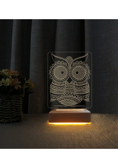 Baykuş Lamba 3d Led Masa Lambası Doğum Günü Hediyesi Lamba