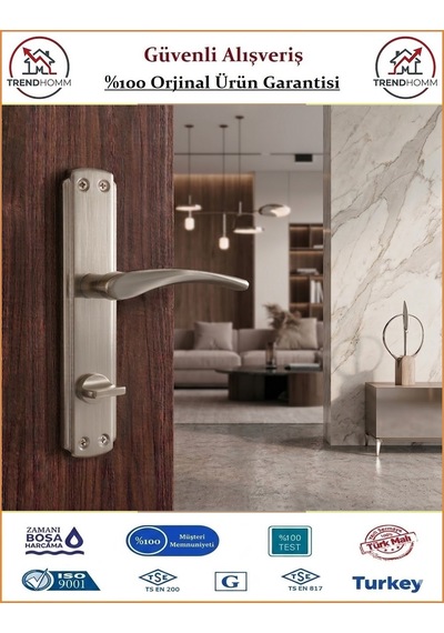 Grossavm Bravo Aynalı Wc Banyo Kapı Kolu - Nikel Saten - Wc Sağ